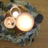 couronne de noel à faire soi-même, avec de l'eucalyptus, de l'avoine, de la marcella.