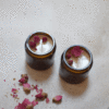 cire de soja, paraffine, bougie, fleurs, rose, verre, recyclé, ambré, hello kit, box diy, kit bougie, fait main, hand made, bougie fleurie, bouton, fleurs séchées, box hello kit