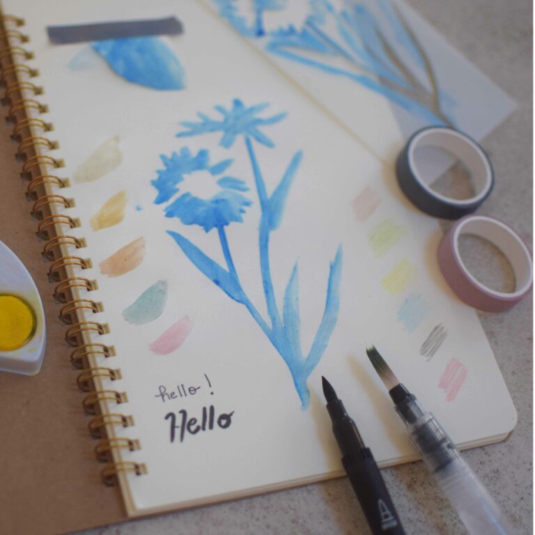 journal- journaling- écriture- écrire- créatif- créative- créativité- kraft- peinture- dessin- cours- en ligne- tuto- atelier- box- kit- aquarelle- pinceau- kraft- booking- autocollant- livret- débutant- bien êtreè slow- hello kit- diy - do it yourself- loisirs créatifs - activités manuelles- idées- inspiration- intention- objectif